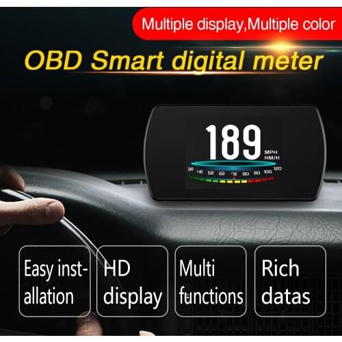 P12 HUD Head Up Display Smart Digital Car Speedometer Trip Computer OBD 2 Speed Engine RPM Fuel Consumption Windshield Projector