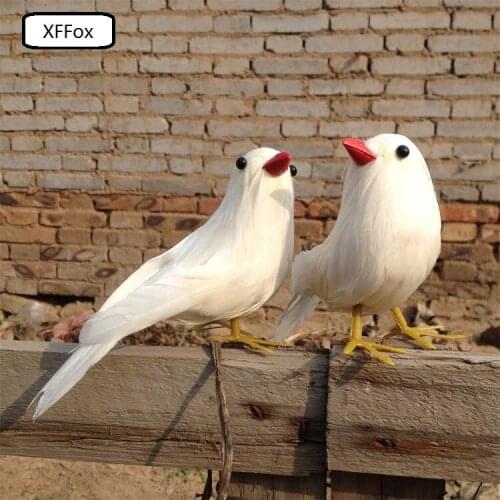 A pair of real life white pigeon model foam&feather cute small dove bird doll about 12cm xf0063