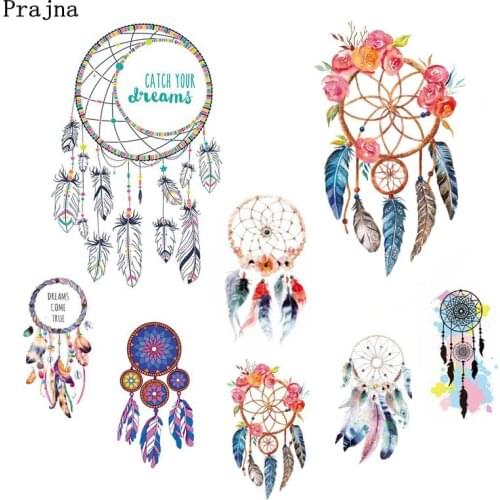 Prajna Iron On Transfer Dream Catcher Patches For Clothing Feather Appliques T-shirt DIY Heat Transfer Stripe On Clothes Sticker