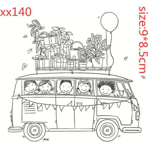 Joy Bus Pattern Transparent Silicone Stamp And Metal Die/Seal For DIY Scrapbooking/Photo Album Decorative Clear