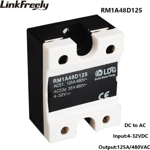 RM1A48D125 5pcs 2SCR Solid State Relay DC AC 125A, Output:42-530VAC Input:5V 12V 24V DC SSR Relay, Module Relay Switch Board