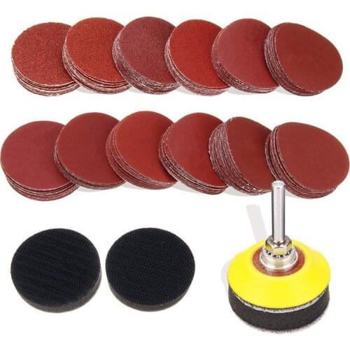 SHGO HOT-120Pcs 2 Inch Sanding Discs Pad With 1/4 Inch Shank Backer Plate And 2Pcs Sponge Cushions For Drill Grinder Rotary To