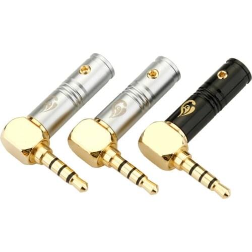 2PCS 3.5mm Jack 90 Degree Elbow Plug Audio Adapter For Microphone Headphones Jack 3.5 Connector Welded 6MM Tail Hole 4pole Plug