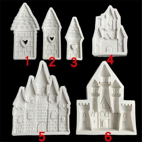 Silicone Fondant Mold Castle Church Wedding Christmas Cake Decoration Mold Food Grade Silicone Molds DIY Sugar Craft Tools