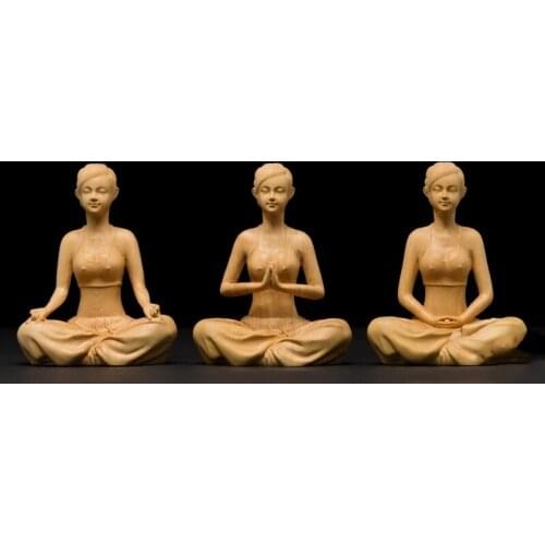 10cm Yoga Beauty Figure Statue Decoration Rare Collection-Chinese Hand Carved Boxwood Statues Chinese Qing art antique vintage
