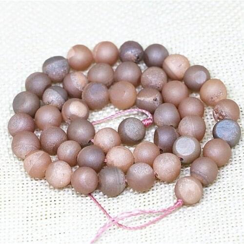 Light orange natural drusy onyx agat eletroplate crystal smile round loose beads 6-14mm elegant jewelry making 15inch B1638