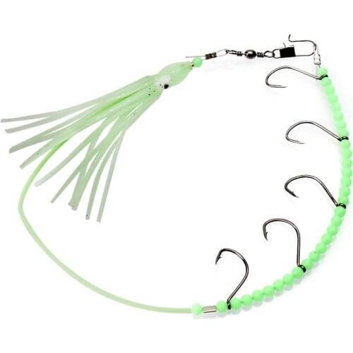 1Pcs 33cm Luminous Soft Fishing Lure Fly Fishing Hook Octopus Artificial Bait 5 Single Fishhooks Hairtail bait Wobbers Peche