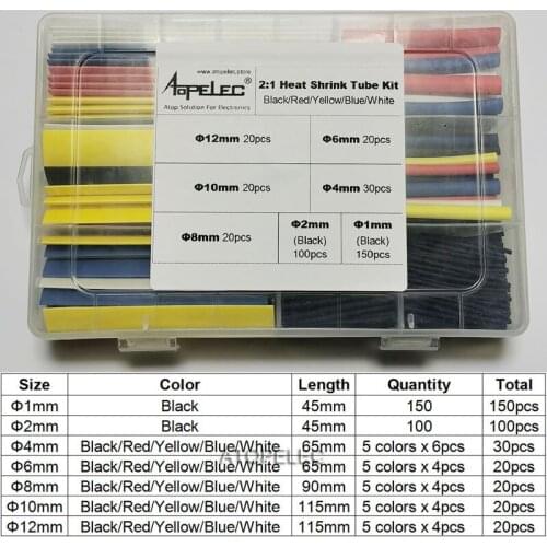 360pcs Polyolefin 2:1 Heat Shrink Tubing Assorted Insulation Shrinkable Cable Sleeve Colourful Combo Box Wrap Wires DIY Kits