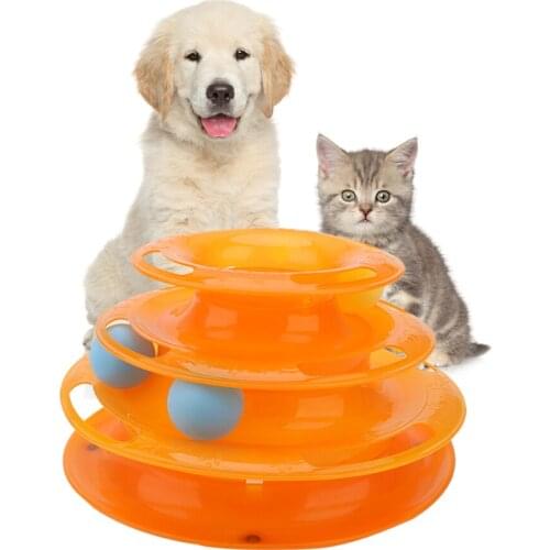 Training Amusement Plate Cat Toys Ball Three Levels Cat Intelligence Amusement Pet Cat Toys Tower Tracks Disc Triple Pay Disc