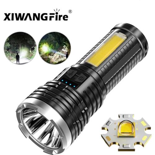 XIWANGFIRE G5 + COB LED Strong Light Outdoor Tactical Camping Flashlight Usb Rechargeable ABS Material Flashlight Power Display