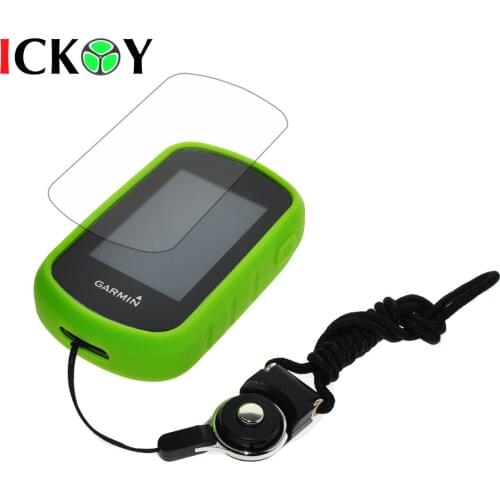 Protect Green Case + Black Detachable Ring Neck Strap+Screen Protector for Hiking Handheld GPS Garmin eTrex Touch 25 35 35T