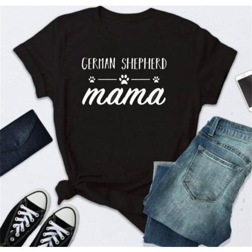GERMAN SHEPHERD Mama Letter Print T Shirt Women Short Sleeve O Neck Tshirt Ladies Summer Women Tee Shirt