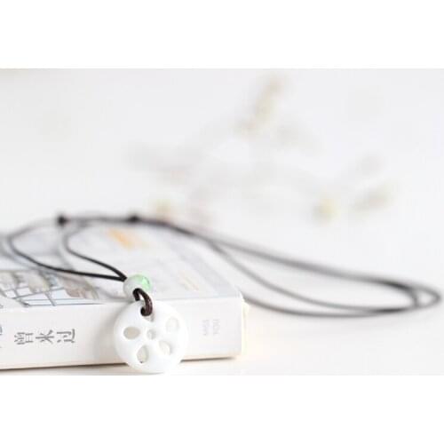Lotus creative handmade ceramic necklace small fresh theatrical style jewelry for women wholesale #1354
