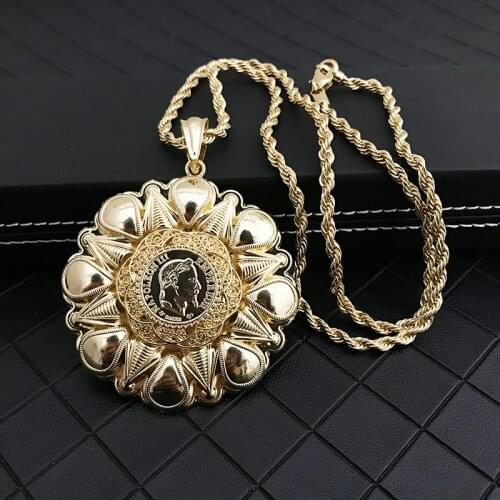 Dubai Gold Necklace French Punk Woman Head Portion Sweater Chain Algerian Girl Wedding Dress Jewelry Accessories Muslim Necklace