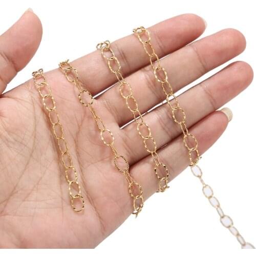 Gold tone 6*8mm link Stainless Steel Figaro Chains Cable Link Chain for Jewelry Making