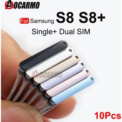 Aocarmo 10Pcs For Samsung Galaxy S8 SM-G9500 G950F S8 Plus SM-G955 S8+ Single/Dual Metal Plastic Nano Sim Card Tray Holder