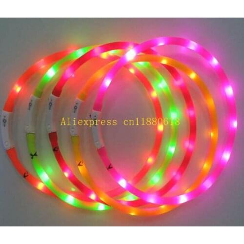100pcs/lot Fast shipping Dog Collars USB luminous pet collar led light USB charging dog collar Flash Collar Pet supplies