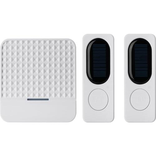 2pcs of Outdoor Solar Charging Transmitter plus 1pcs of Smart Home Wireless 433Mh Long Range Doorbell With 52 Chimes White Color