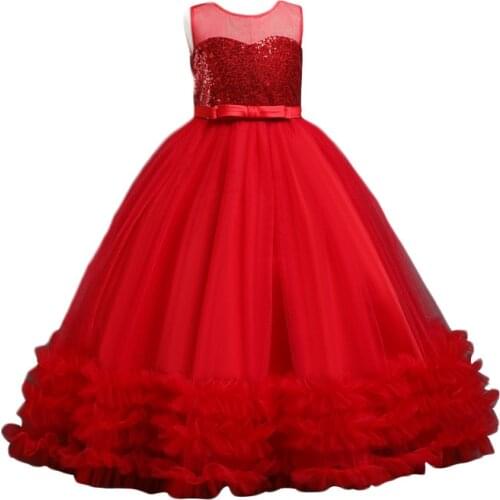 2021 Girl Clothes Elegant Long Evening Dress For Girls Performance Costume Wedding Dress Children Birthday Party Princess Dress