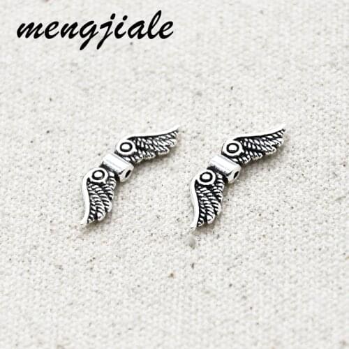 25pcs/lot Antique Silver Plated Angel Wings Loose Beads Spacer Beads for Jewelry Making Accessories DIY Handmade Craft 23.5x7mm