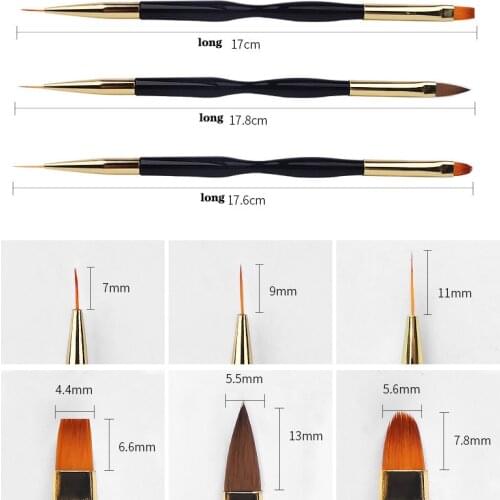 3PCS/lot Nail Painting Pen Brush Acrylic Jagged Gradient French Manicure Tools UV Gel Extension Builder Phototherapy Brushes