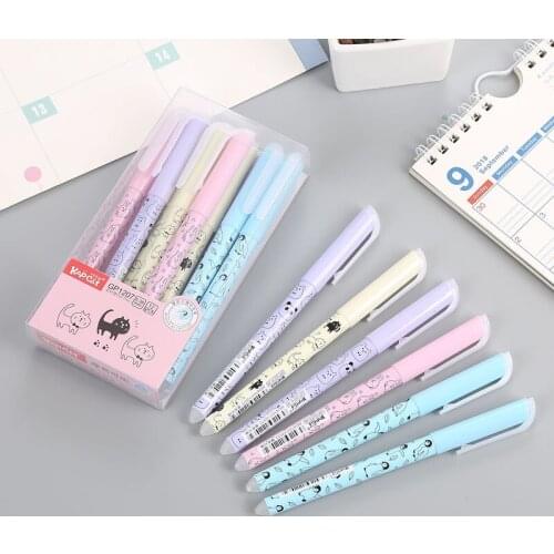 36 pcs/lot Cat Animal Erasable Gel Pen Cute 0.38 mm blue ink Signature Pen Escolar School writing Supply Promotional Gift