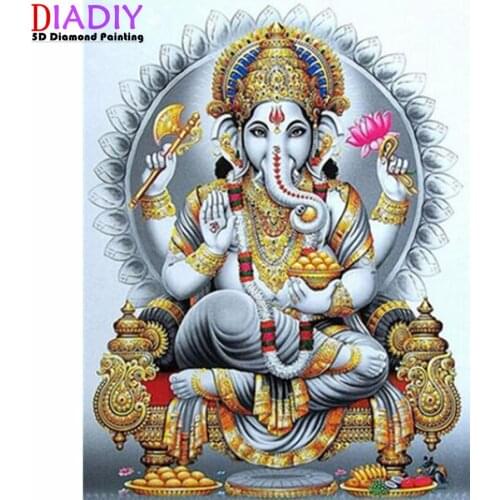 5D DIY Cross Stitch 5d Diamond Painting India Ganesha Diamond Embroidery Buddha religions Full Drill Rhinestone Home Decoration