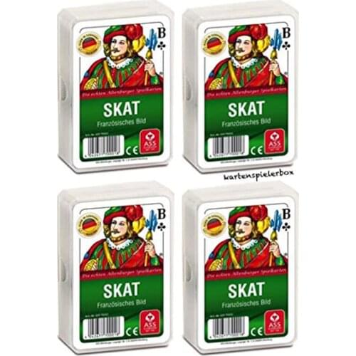 Cartamundi, Pack 4 decks Poker Skat ASS Alterburguer Spielkarten - SKAT Französisches Bild game German table adult kids