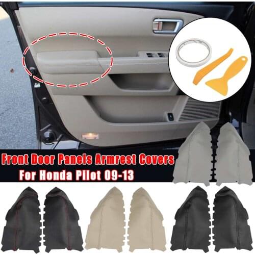 Pair Microfiber Leather Front Door Panels Armrest Covers For Honda for Pilot 2009 2010 2011 2012 2013 Car styling Interior Parts