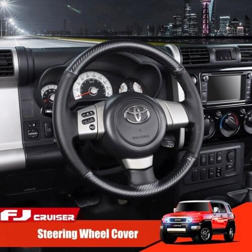 3D Carbon Fiber&Hole Leather Steering Wheel Hand Sewing Wrap Cover Fit For Toyota FJ Cruiser 2006-2020