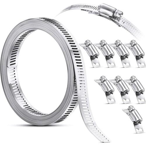 304 Stainless Steel Worm Clamp Hose Clamp Strap with Fasteners Adjustable DIY Pipe Hose Clamp Ducting Clamp 11.5 Feet