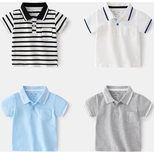 Children Clothes Spring Summer Boys Short Sleeve Casual Shirt Boys Fashion Cotton Toddler Boys Leisure Student Pure Color Top