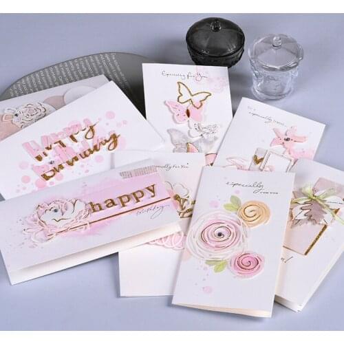 Elegant paper 3d greeting cards for valentine/friend business happy birthday thank you cards