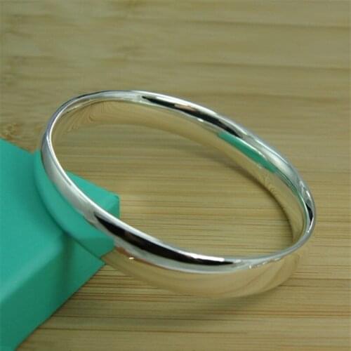 925 Sterling Silver 10mm Smooth Solid Bracelet Bangles For Women Men Wedding Engagement Party Jewelry Birthday Present