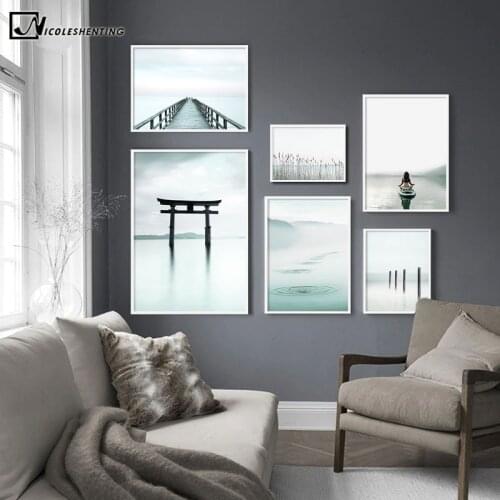 Torii Gate Landscape Art Poster Nordic Style Yoga Calm Sea Print Wall Canvas Painting Creative Picture Modern Home Decoration