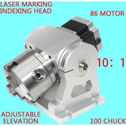 CNC indexing head Laser marking machine A axis Fourth axis Adjustable elevation angle Planetary deceleration Three-jaw chuck