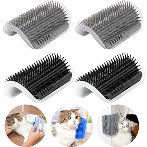 Cat Self Groomer Wall Corner Massage Comb Cat Corner Groomer Brush with Catnip Cats Comb with Long and Short Fur With Catnip