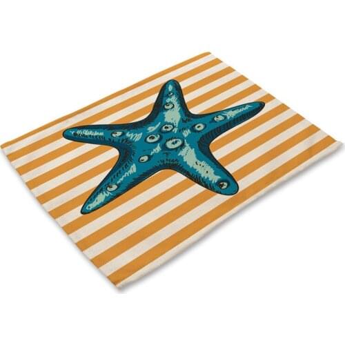 Marine Sailboatr Pattern Placemat River Snail Dining Table Mats Starfish Cotton Linen Drink Coaster Western Pad Cup Mat