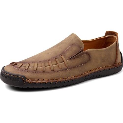 Men Casual Shoes Handmade Moccasins Rubber Sole Mens Loafers Sneakers Formal Shoes Big Size Lightweight Footwear Outdoor Shoes