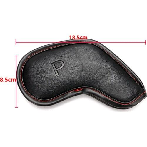 10pcs Black PU Leather Golf Iron Head Covers Set Headcover Fit All Brands