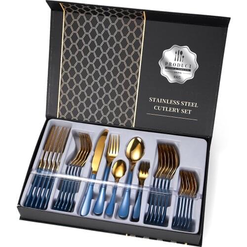 30 Stainless Steel Knife, Fork and Spoon Gold Paint 30 Package Knife, Fork and Spoon Suit Gift Tableware