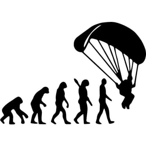 S51411# Various Sizes/Colors Car Stickers Vinyl Decal Human Evolution Paraglider Motorcycle Decorative Accessories Creative