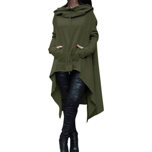 New 2018 fashion high street solid color long hooded Sweatshirts ladies leisure Hoodies loose long sleeve jumper plus size S-4XL