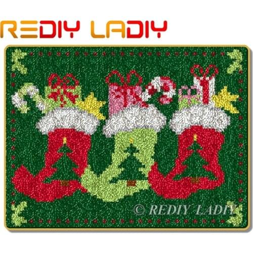 NEW Latch Hook Rug Kits Christmas Shoes Crocheting Carpet Rug 100% Acrylic Yarn Cushion Mat DIY Carpet Rug Crochet Art & Crafts