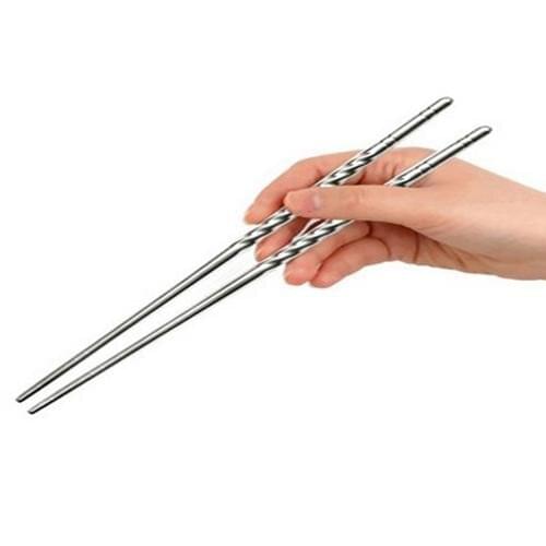 1 Pair Chinese Stylish Non-slip Design Chop Sticks Stainless Steel Chopstick 2020