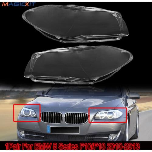 MagicKit Pair Clear Headlight Cover Lens For BMW 5 series F10 F11 F18 520 525 2010-2013