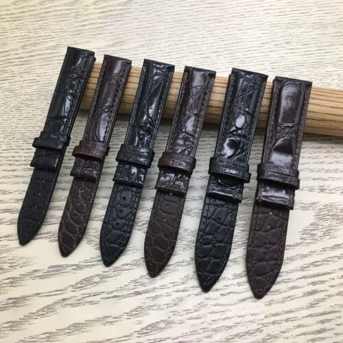 Genuine Crocodile Leather Watchband 18mm 19mm 20mm 21mm 22mm Watches Strap Coffee Black Butterfly Buckle Watch Band