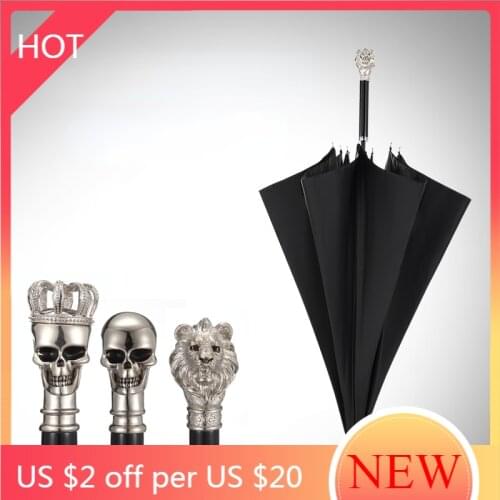 Luxury Men Business Umbrella Long Handle Waterproof Sunscreen Umbrella Black Skull Handle Sunscreen Paraguas Gifts Men AG50YS