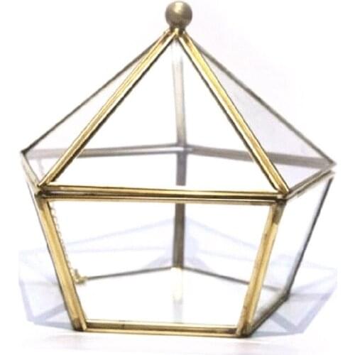 SHGO HOT-Glass Ring Box Wedding Jewelry Case Immortal Flower Glass Cover Creative Home Decoration