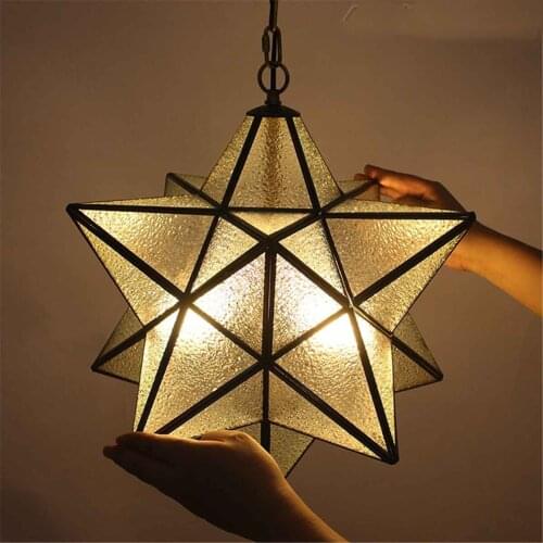Moravian Star Glass Pendant Light Modern Lamp Fixture Decor